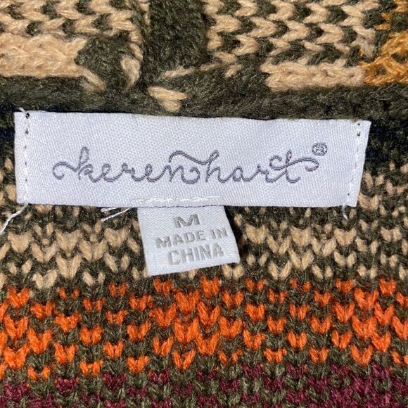 keren hart Sz Med Southwestern Aztec Toggle Close Long Knitted Cardigan Sweater - Picture 6 of 8